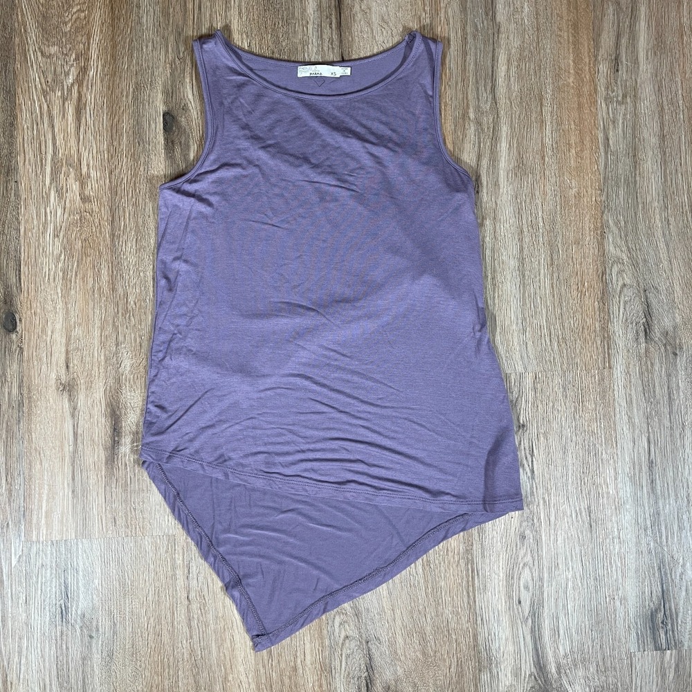 Prana Womens Purple Asymmetrical Handkerchief Hem Tank Top XS Activewear Yoga